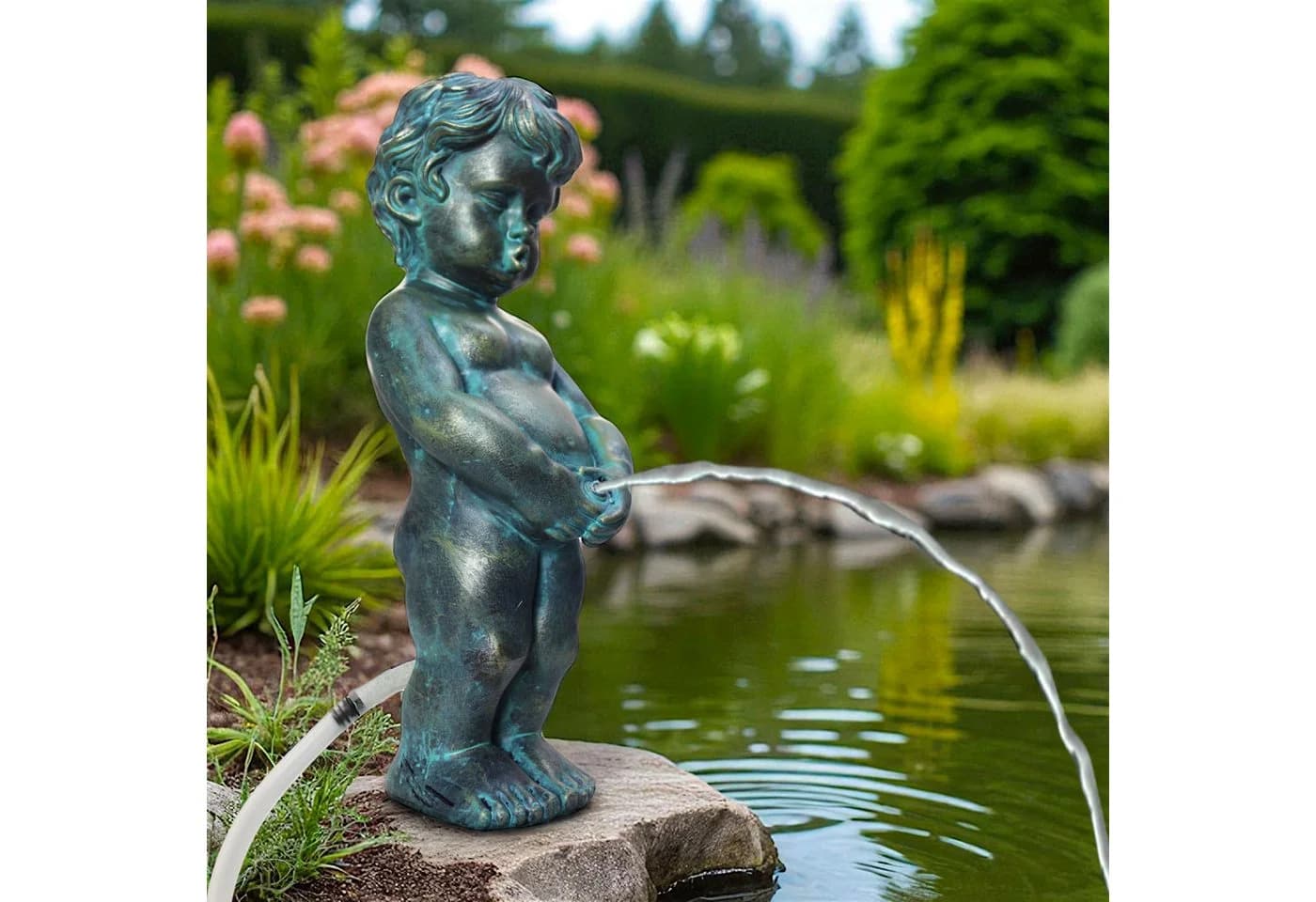 Arnusa Solar Wasserspeier Junge Kupfer-Bronze Teichfigur 31 cm - Bild 3