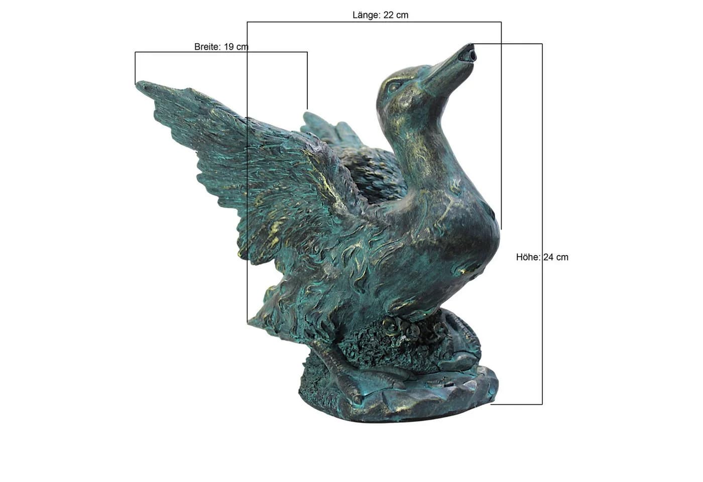 Arnusa Solar Wasserspeier Teichfigur Ente Kupfer-Optik mit Pumpe - Bild 4