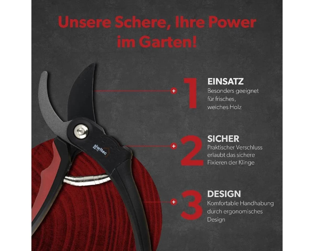 Siwitec Bypass-Gartenschere SG-11 Schwarz/Rot - Bild 4