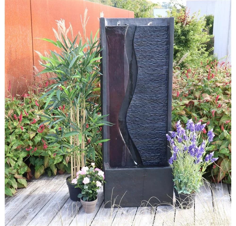 Wacredo Gartenbrunnen Antigua Premium Wasserspiel Grau LED