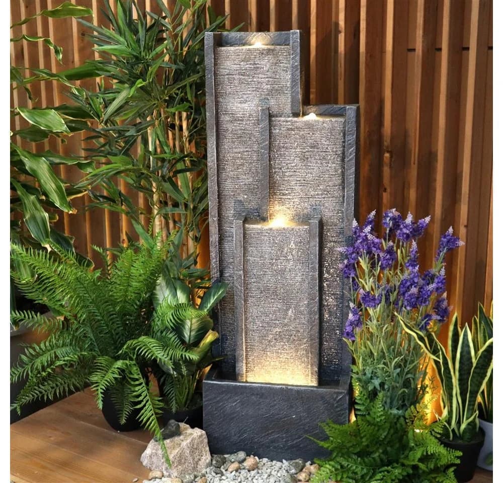 Wacredo Gartenbrunnen Venezuela Premium Wasserspiel Grau LED - Bild 2