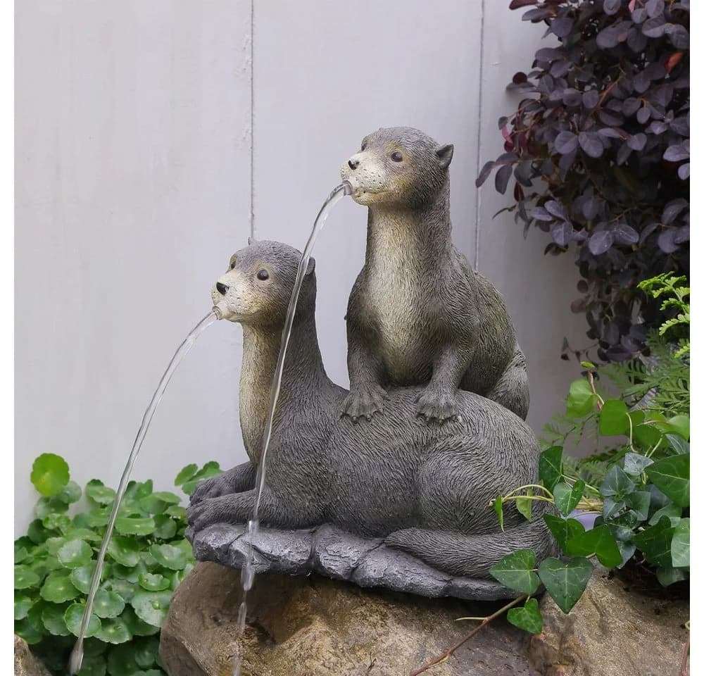 Wacredo Outdoor Wasserspiel Gebrüder Otter Grau Polyresin Komplettset - Bild 2