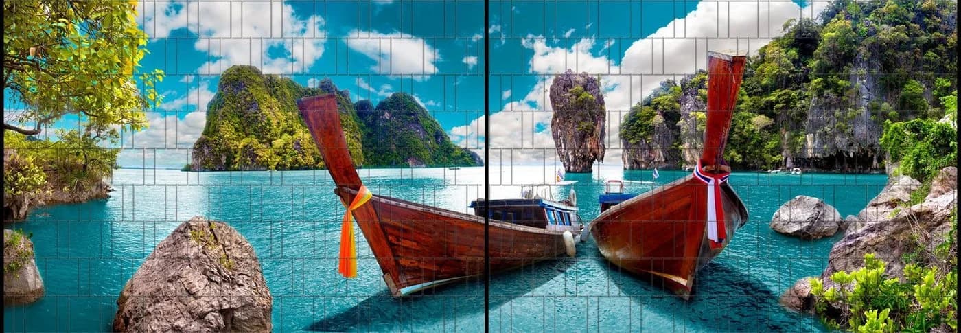 zaunzu Sichtschutzstreifen Boote XL Panorama Fotodruck - Bild 2