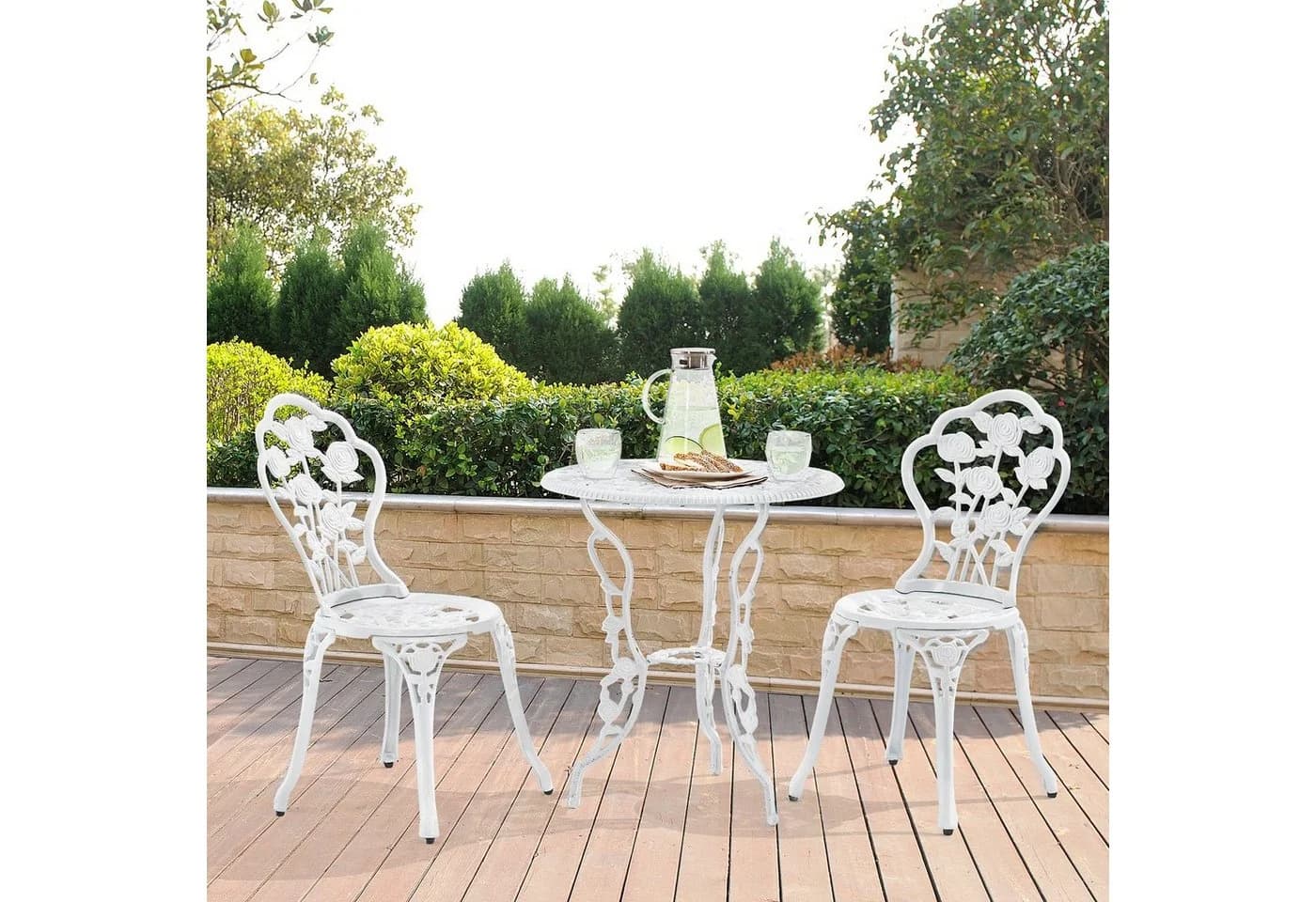 casa.pro Balkonset Wakefield 3-tlg. Bistro-Set Weiß Aluminium - Bild 2
