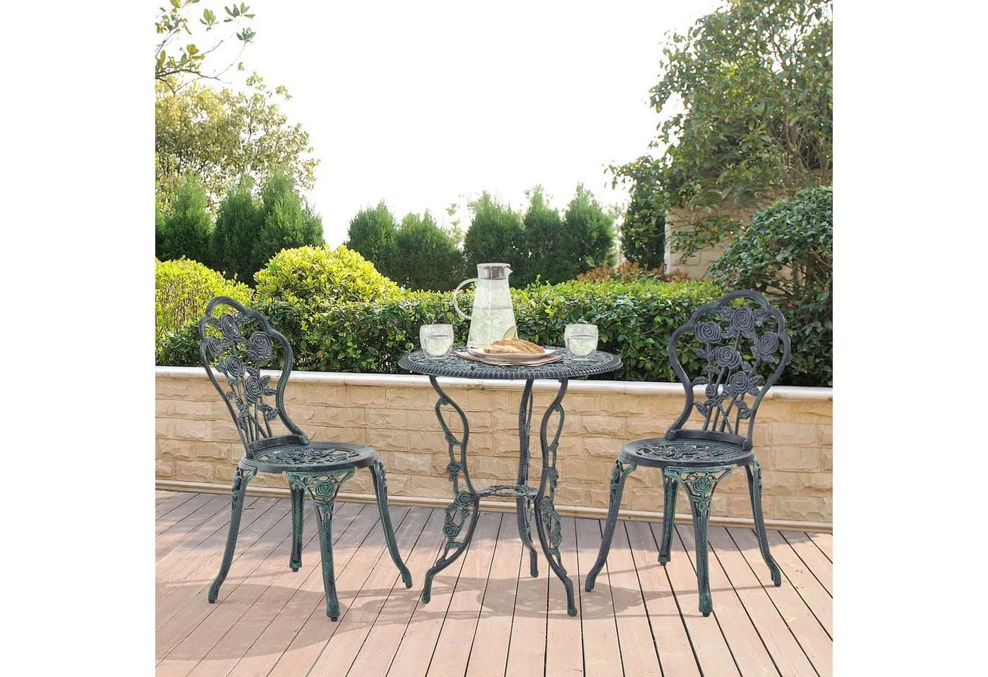 casa.pro Balkonset Wakefield 3-tlg. Bistro-Set Grün Aluminium Gusseisen - Bild 2