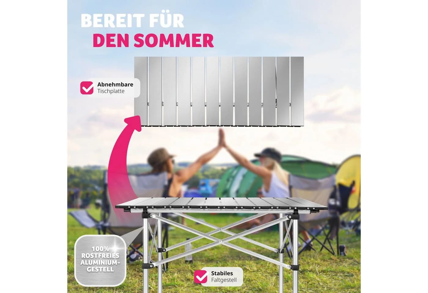 tectake Campingtisch Aluminium Klappbar Tragetasche - Bild 3