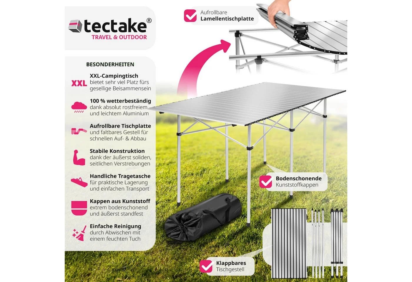 tectake Aluminium Campingtisch Klappbar mit Tragetasche - Bild 2