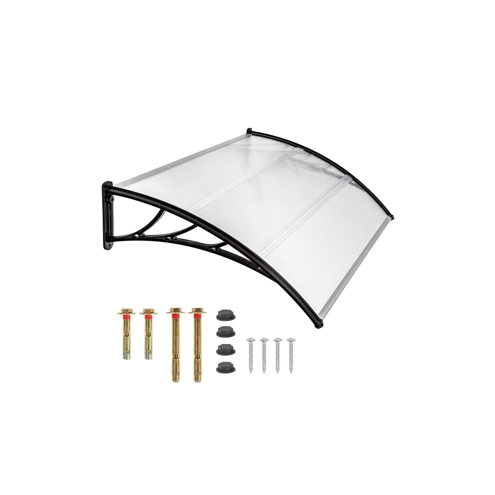 tectake Anbaudach Vordach transparent, wetterfest und UV-beständig, 120 x 93 cm, in Bogenform für Haustier, Balkon und Garten