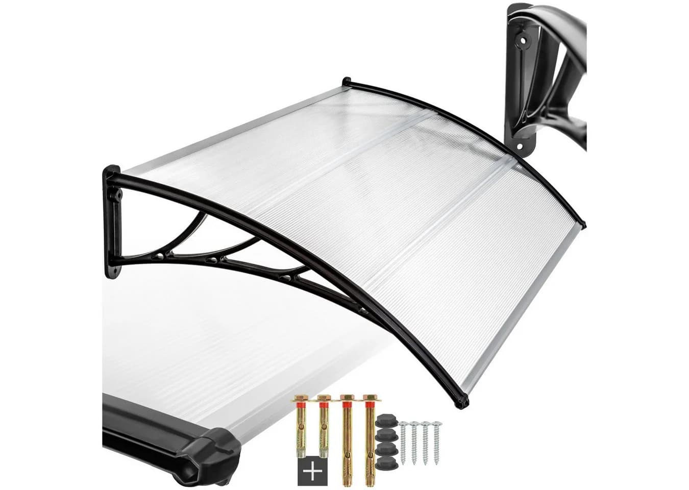 tectake Anbaudach Vordach transparent, wetterfest und UV-beständig, 120 x 93 cm, in Bogenform für Haustier, Balkon und Garten - Bild 3