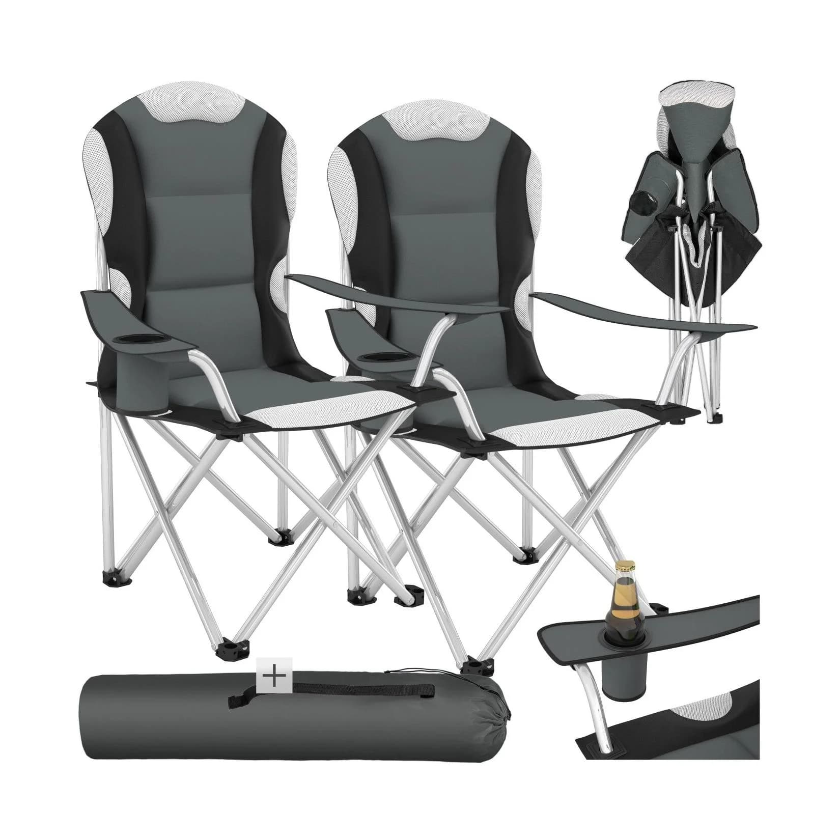 tectake® Campingstuhl faltbar gepolstert geringes Gewicht