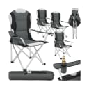 tectake Campingstuhl 4er Set Grau Gepolstert mit Getränkehalter Bild 1