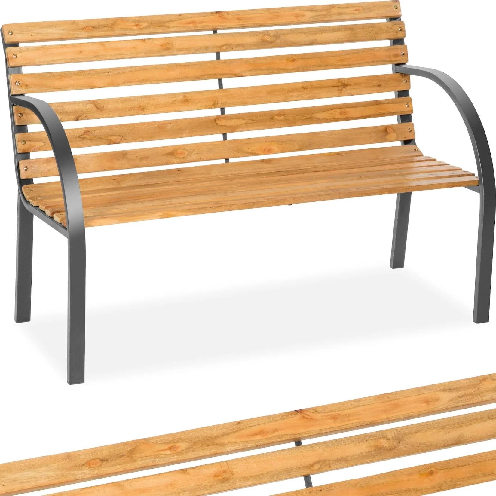 tectake Gartenbank Michaela 2-Sitzer Braun Holz Stahl