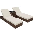 TECTAKE Gartenliege Rattan Sonnenliege Braun mit 2 Bezugssets Bild 1