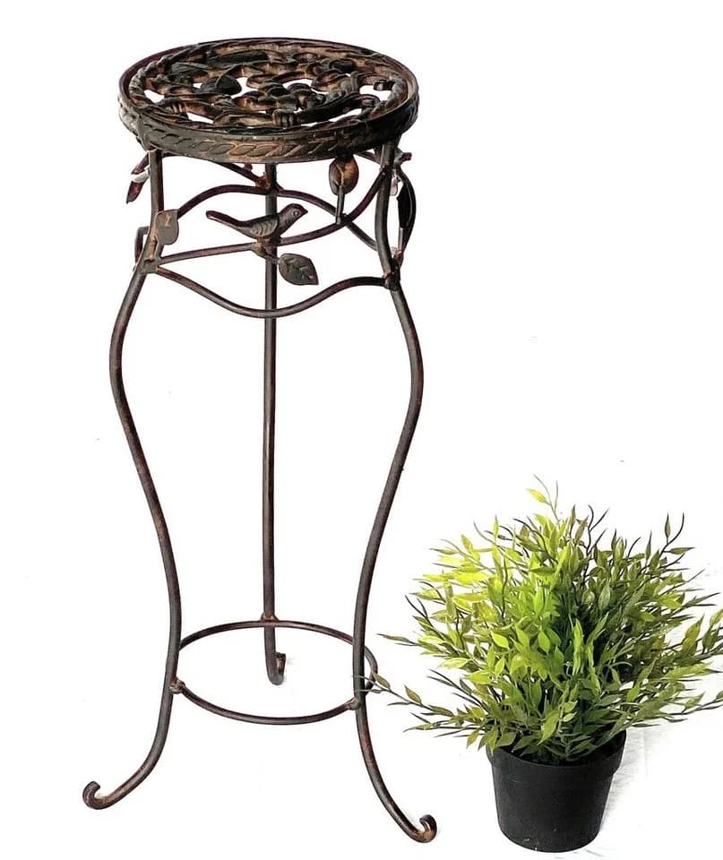 DanDiBo Blumenhocker Metall Schwarz Rund Blumensäule Antik Pflanzenständer Vintage - Bild 2