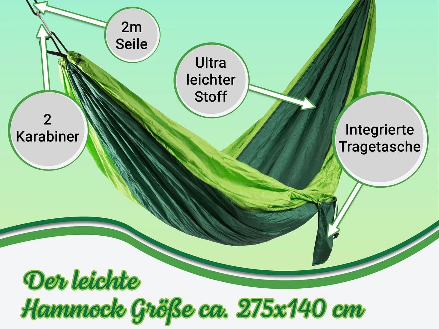 ZOLLNER Hängematte Nylon Outdoor mit Zubehör