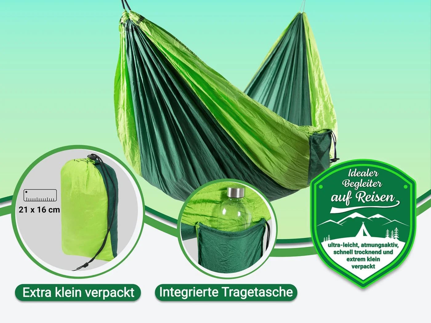 ZOLLNER Hängematte Nylon Outdoor mit Zubehör - Bild 4