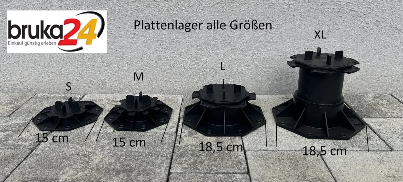 BruKa PRO-FIXX Terrassenlager Stelzlager Höhenverstellbar Schwarz
