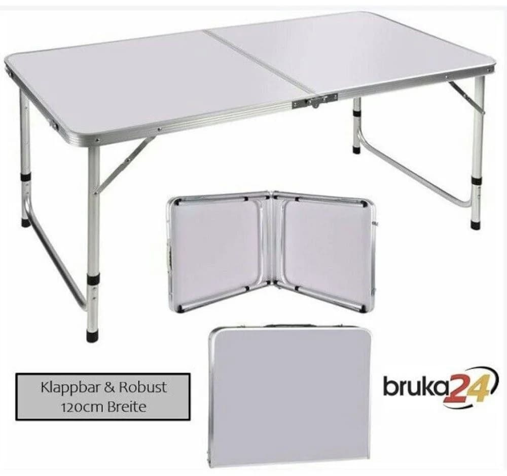 BruKa Klapptisch COMPACT Weiß Höhenverstellbar Aluminium - Bild 2