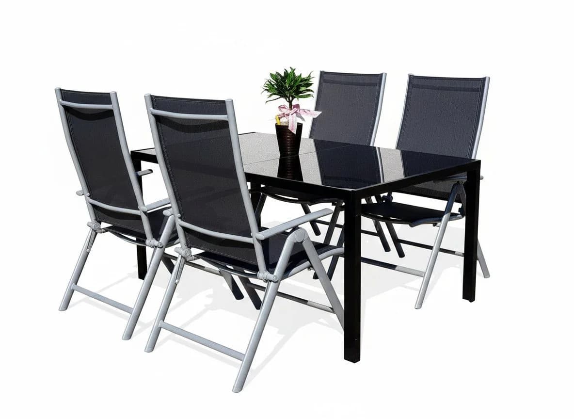 BruKa Gartentisch Sitzgruppe POETTO 4 Personen Aluminium Grau - Bild 2