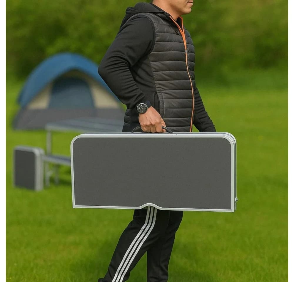 BruKa Campingtisch Set GREEN HILL Klapptisch mit Bank Aluminium - Bild 5