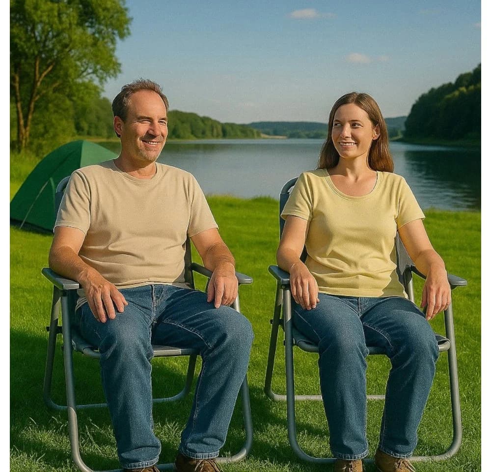BruKa Campingstuhl 2er Set SUNNY SEAT Klappstuhl Grau/Schwarz