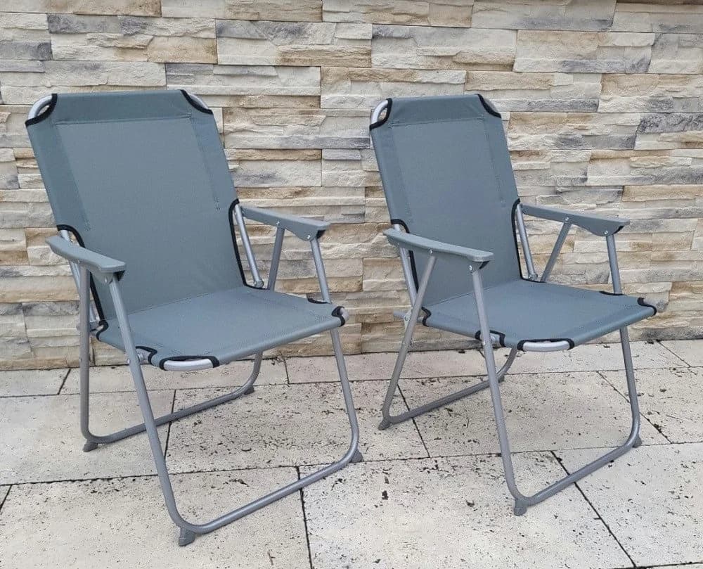 BruKa Campingstuhl 2er Set SUNNY SEAT Klappstuhl Grau/Schwarz - Bild 3