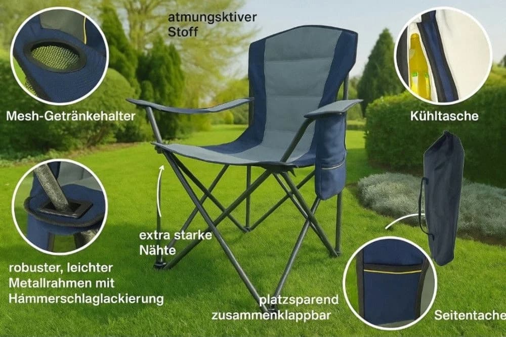 BruKa Campingstuhl YUKON Faltbar mit Kühltasche - Bild 4