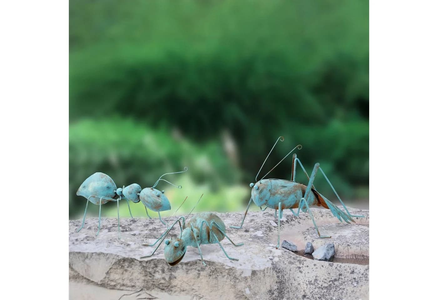 Boltze Gartenfigur Set 3 Ameisen Metall Deko Eisen Rustikal