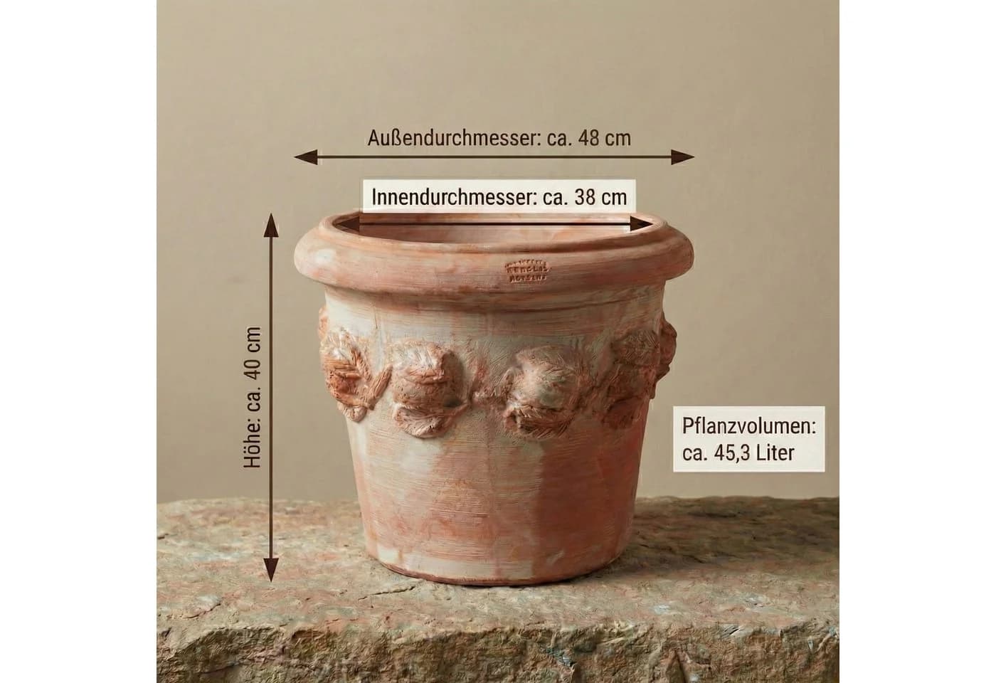 Teramico Blumentopf Conca Limoni Terrakotta Ø 48cm Frostfest