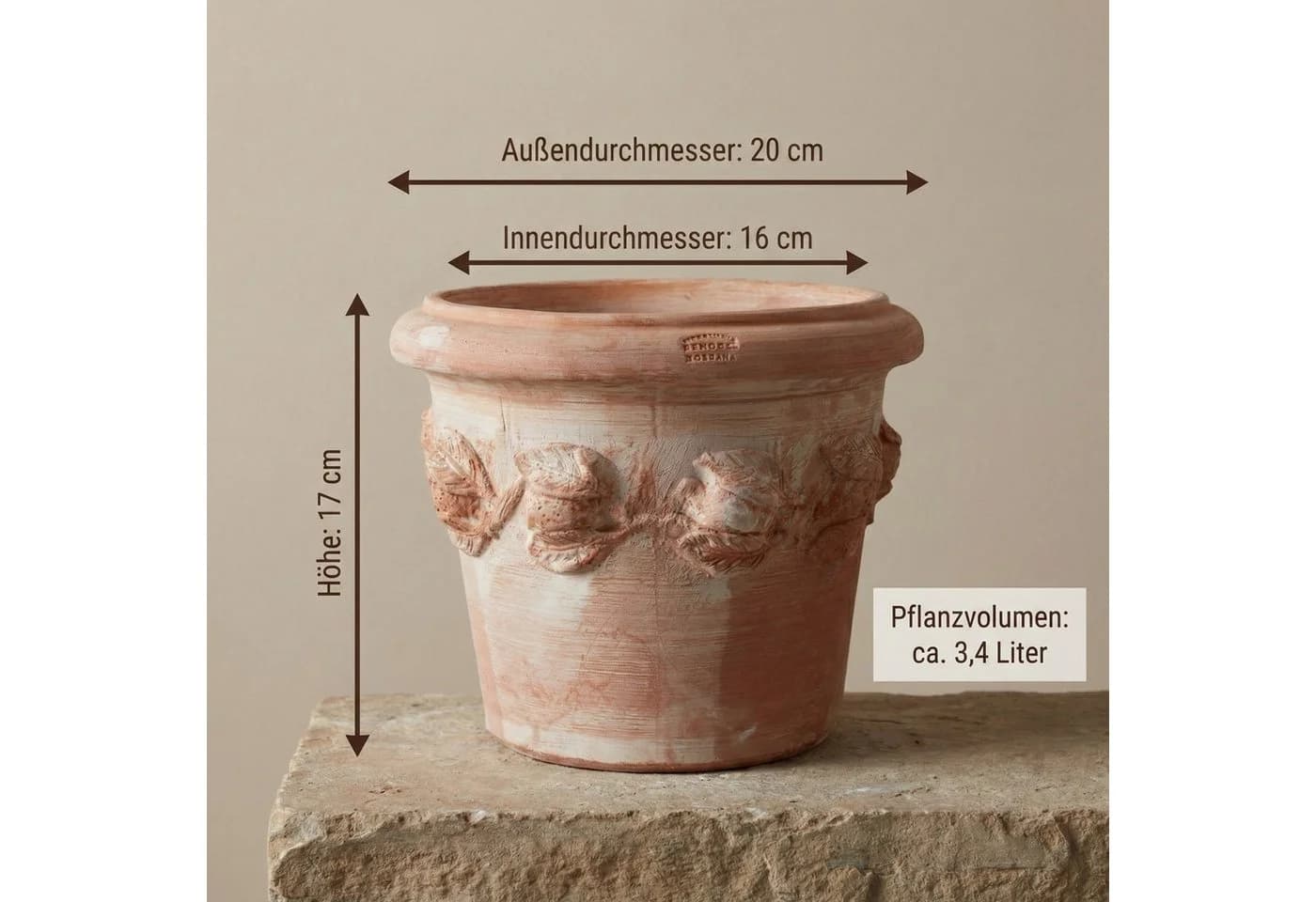 Teramico Blumentopf Terrakotta Siena Conca Limoni 20cm Frostfest