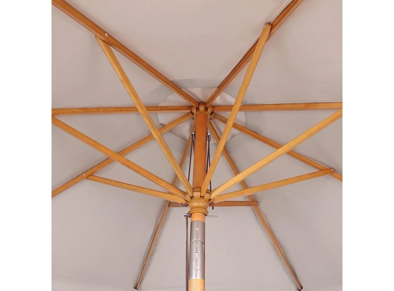 Sekey Sonnenschirm 300 cm Massivholz Knickbar Taupe Volant - Bild 5