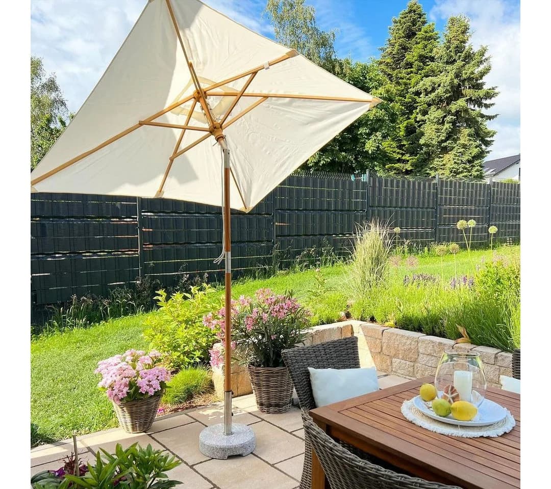 Sekey Sonnenschirm Rechteckig Creme UV 50+ Massivholz - Bild 3