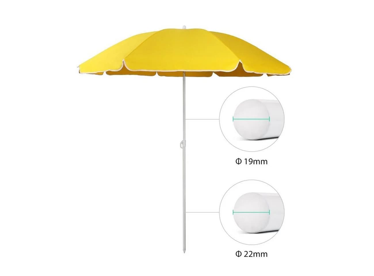 Sekey Sonnenschirm 160 cm Gelb Balkonschirm mit Neigungswinkel - Bild 5