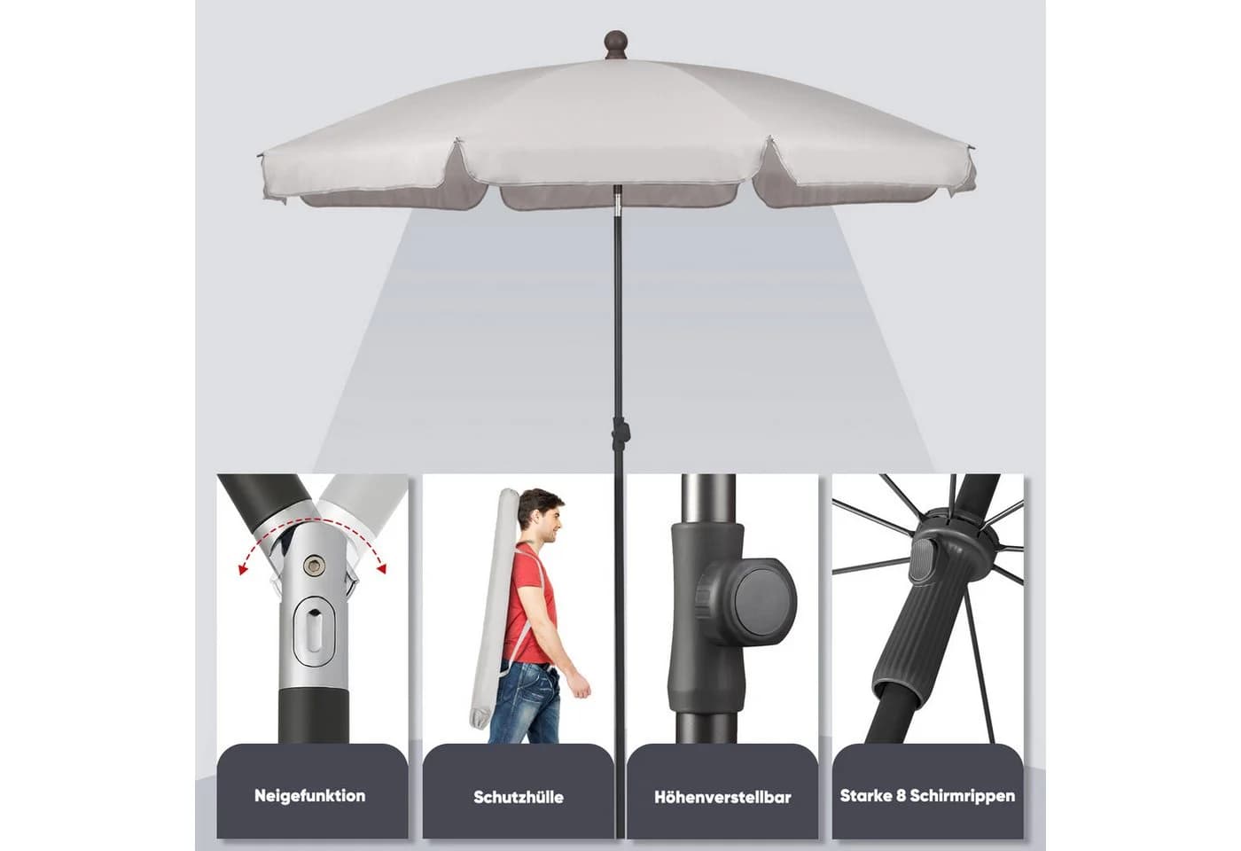 Sekey Balkonschirm 200cm mit UV-Schutz 50 und Höhenverstellung - Bild 5