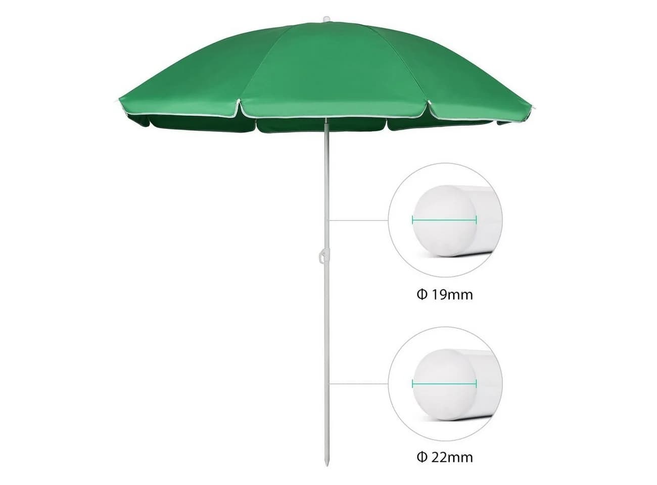 Sekey Sonnenschirm 160 cm Grün Weiß Verstellbar - Bild 5