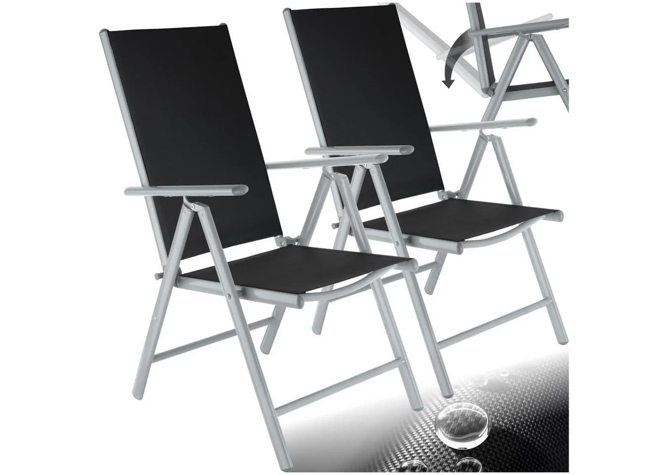 tectake Gartenstuhl Marilena Klappbar Schwarz/Silber 2er Set - Bild 3