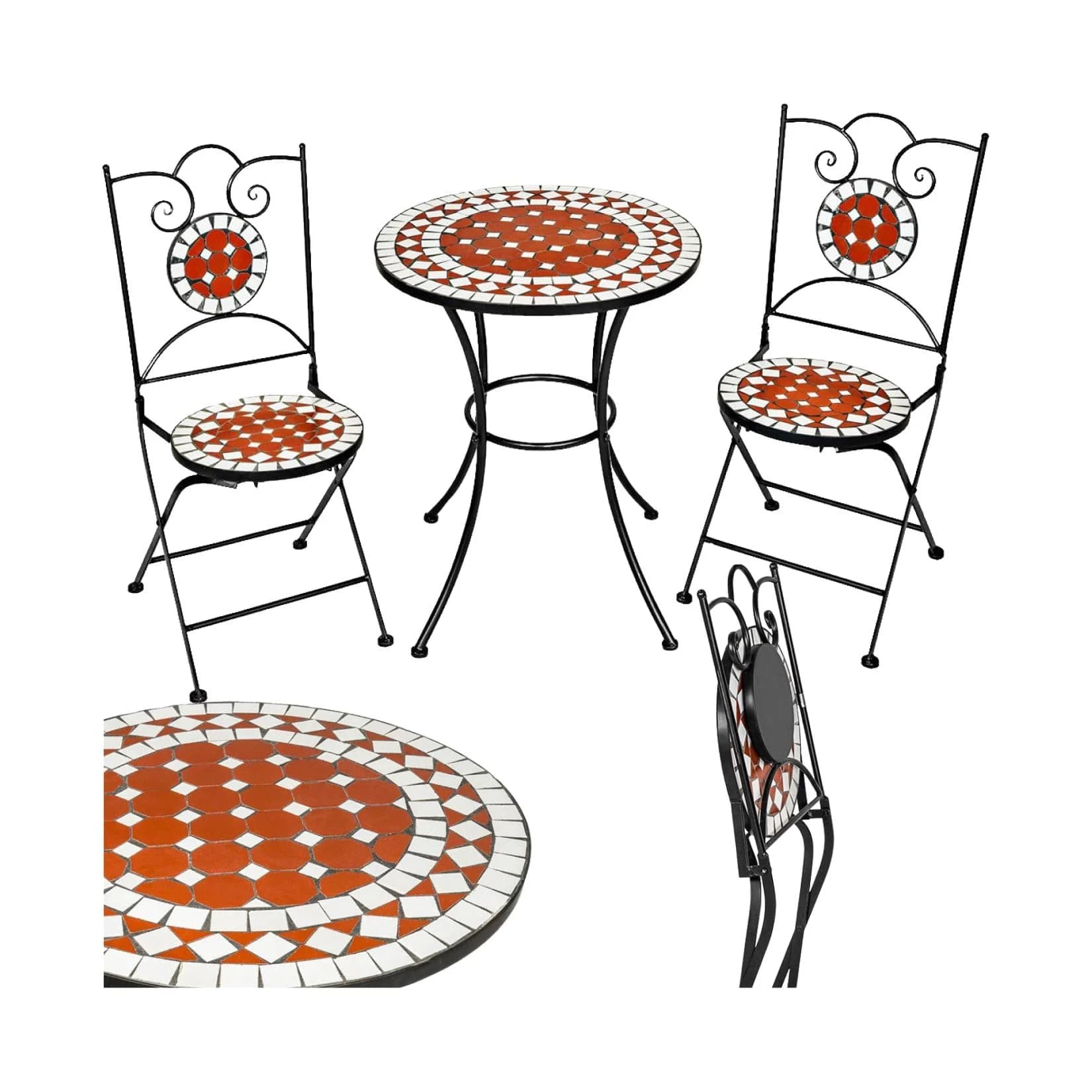 TecTake Mosaik-Gartengarnitur 2-Personen Keramik-Mosaik