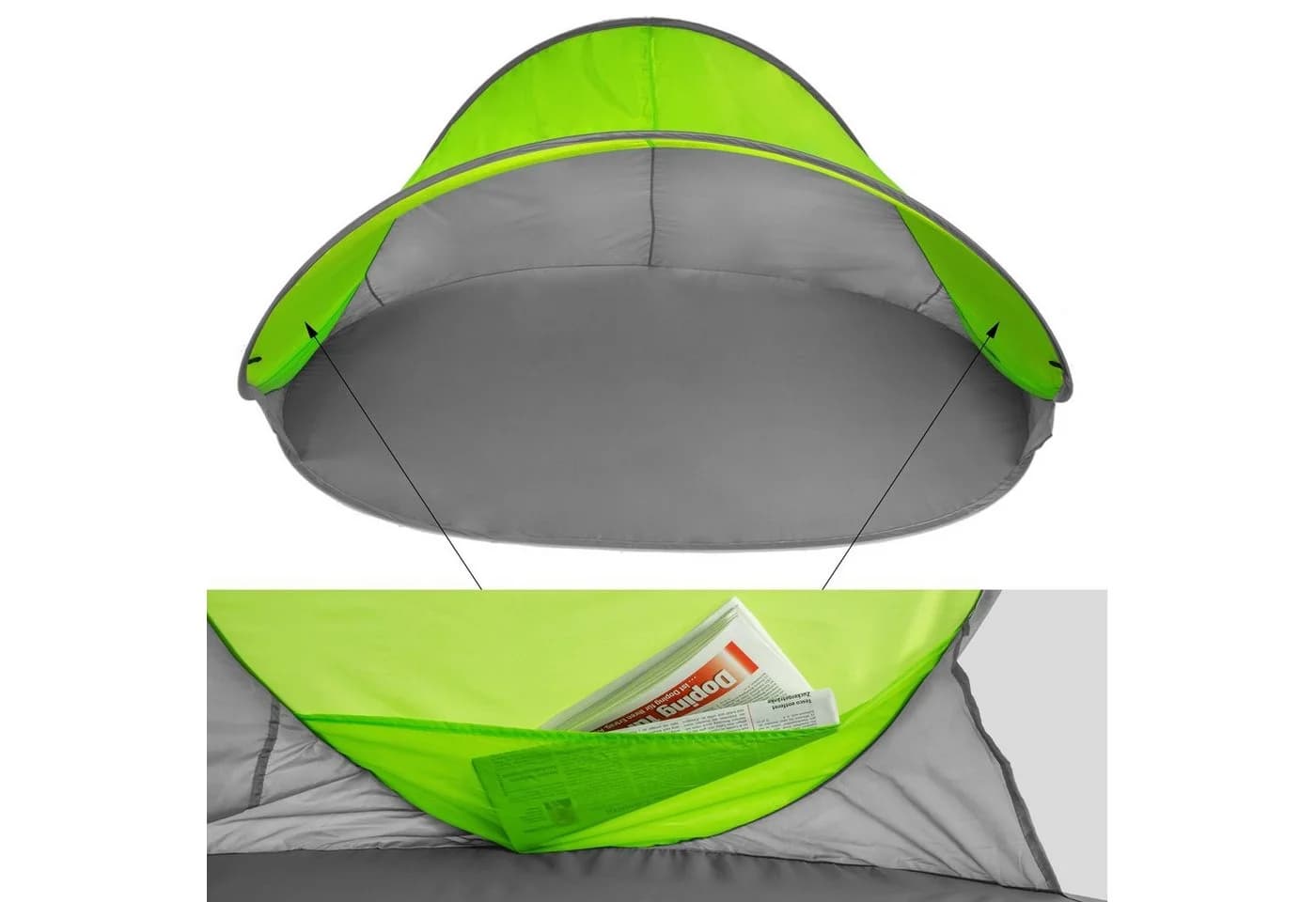 tectake Pop-Up Strandmuschel mit UV-Schutz und Ablagefächern - Bild 3