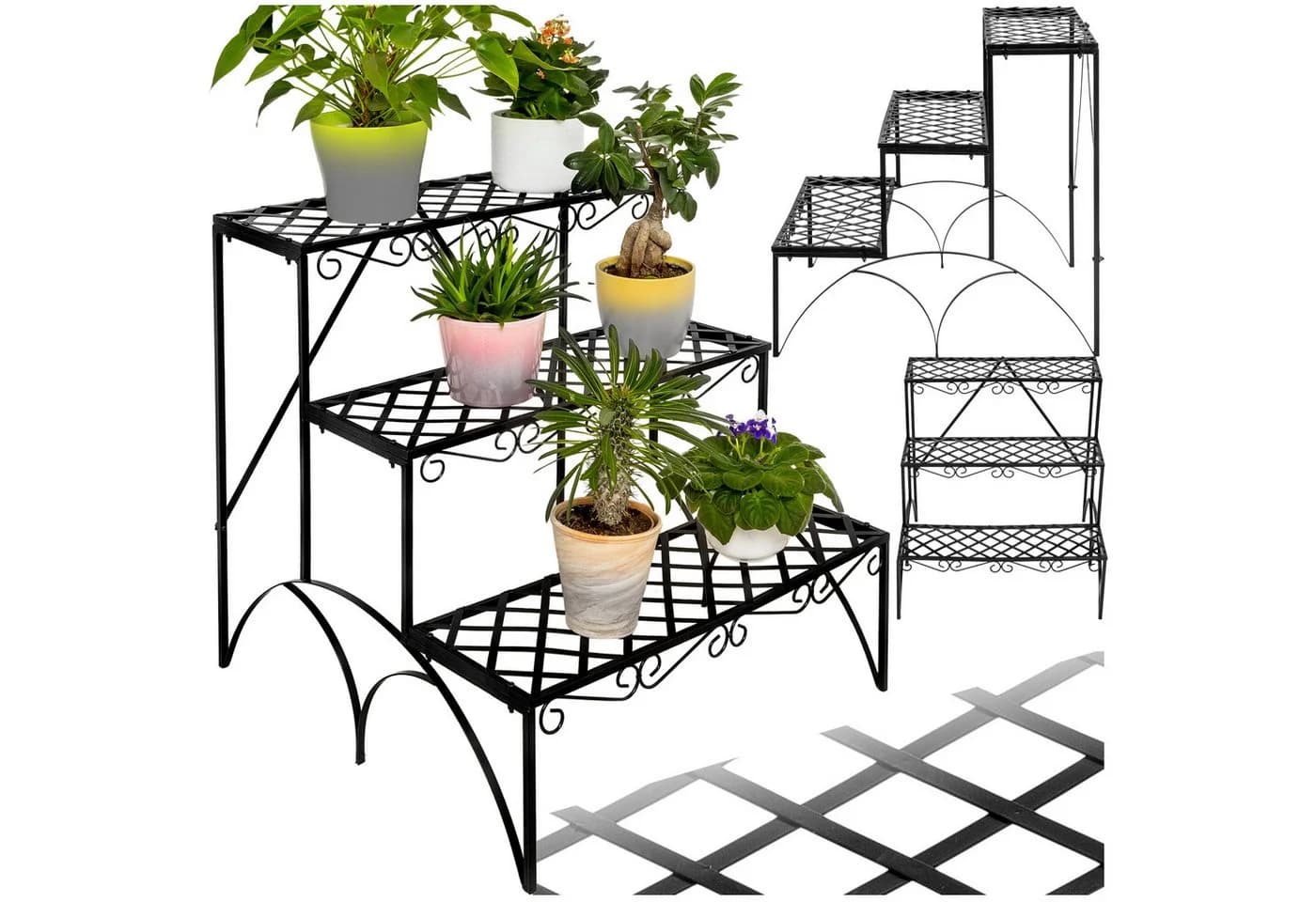 tectake Pflanztisch Blumentreppe 3 Stufen Metall Indoor Outdoor - Bild 2