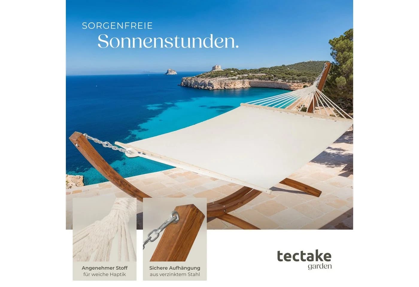 tectake Hängematte XXL Hängemattengestell Thorsten Holz Komplettset - Bild 5