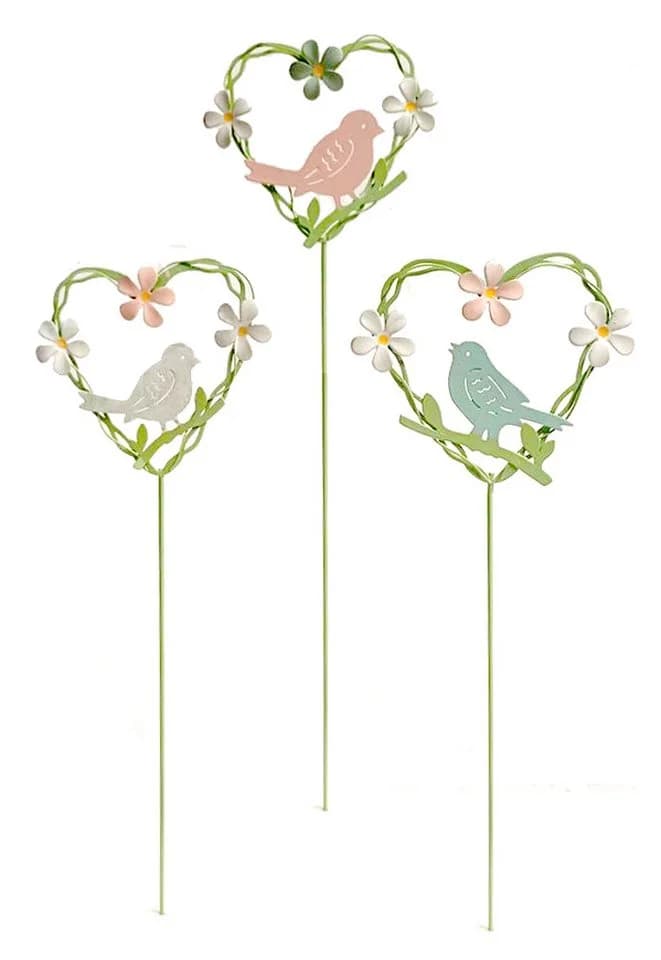 LB H&F Lilienburg Dekofigur 3er SET Dekostecker Herz Rosa - Bild 2