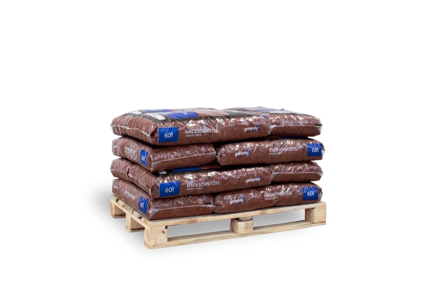 GALAMIO Rote Holzhackschnitzel 5-60 mm, Palette mit 60L Säcken