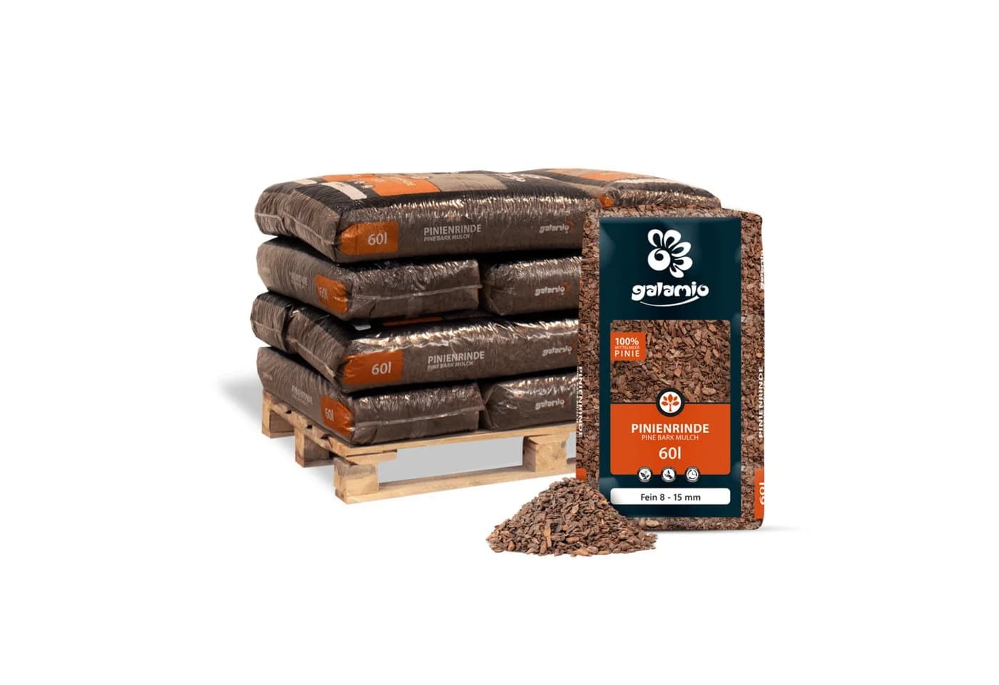 GALAMIO Pinienrinde Mix Fein 12L Natur Rindenmulch - Bild 2