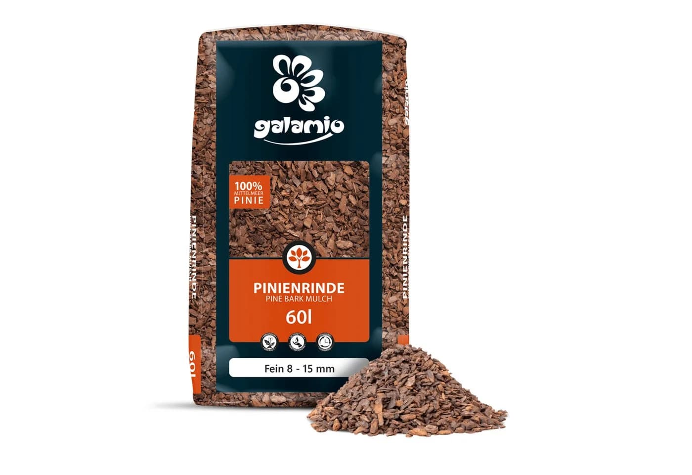 GALAMIO Pinienrinde Mix Fein 12L Natur Rindenmulch - Bild 3