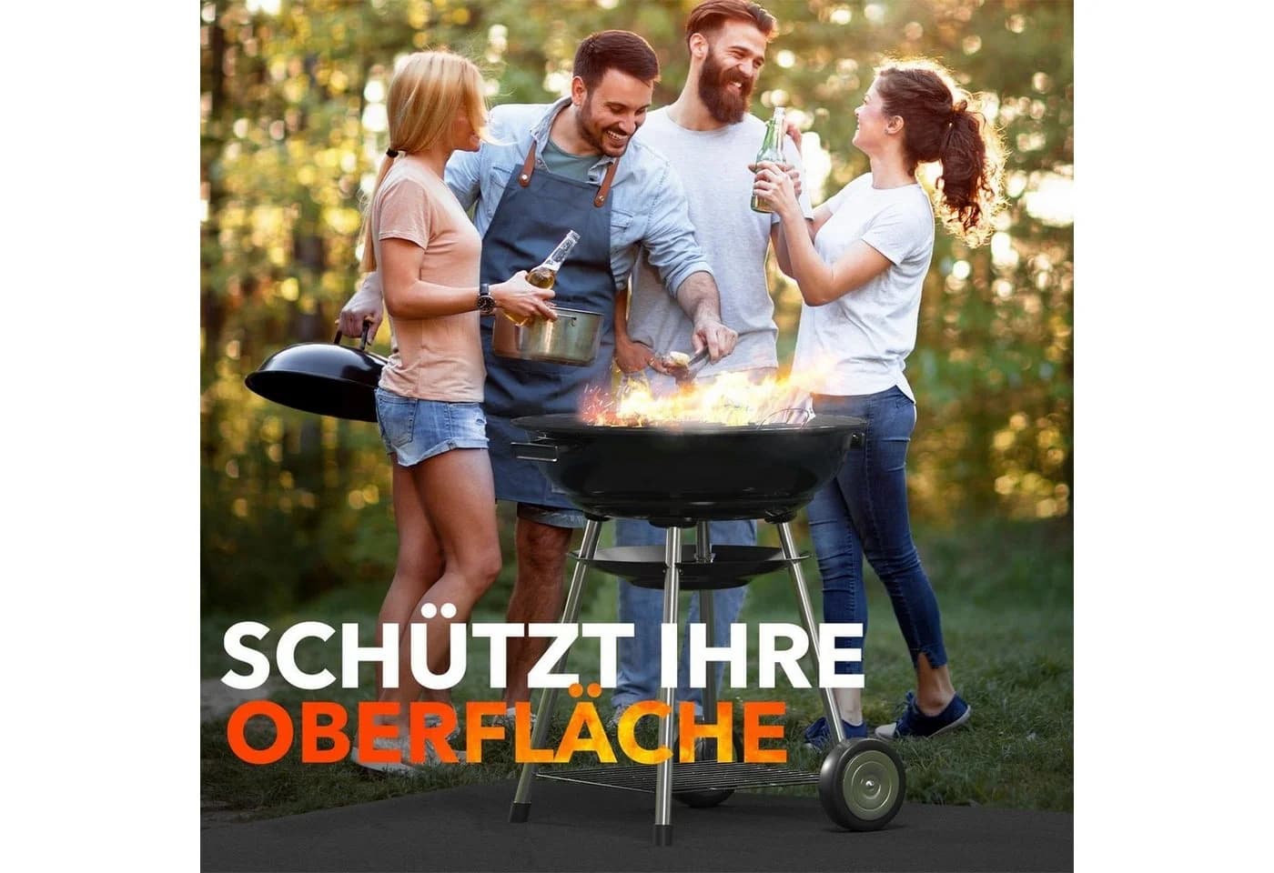 EVOCAMP Bodenschutzmatte Schwarz Feuerfest 100x100 cm - Bild 3