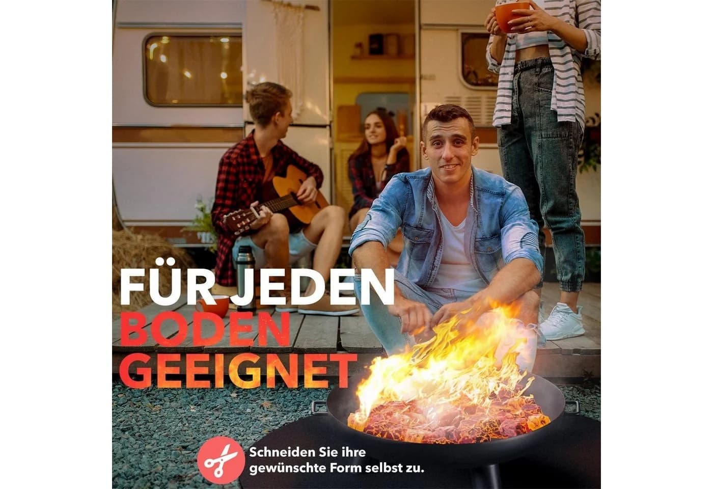 EVOCAMP Bodenschutzmatte Schwarz Feuerfest 100x100 cm - Bild 5