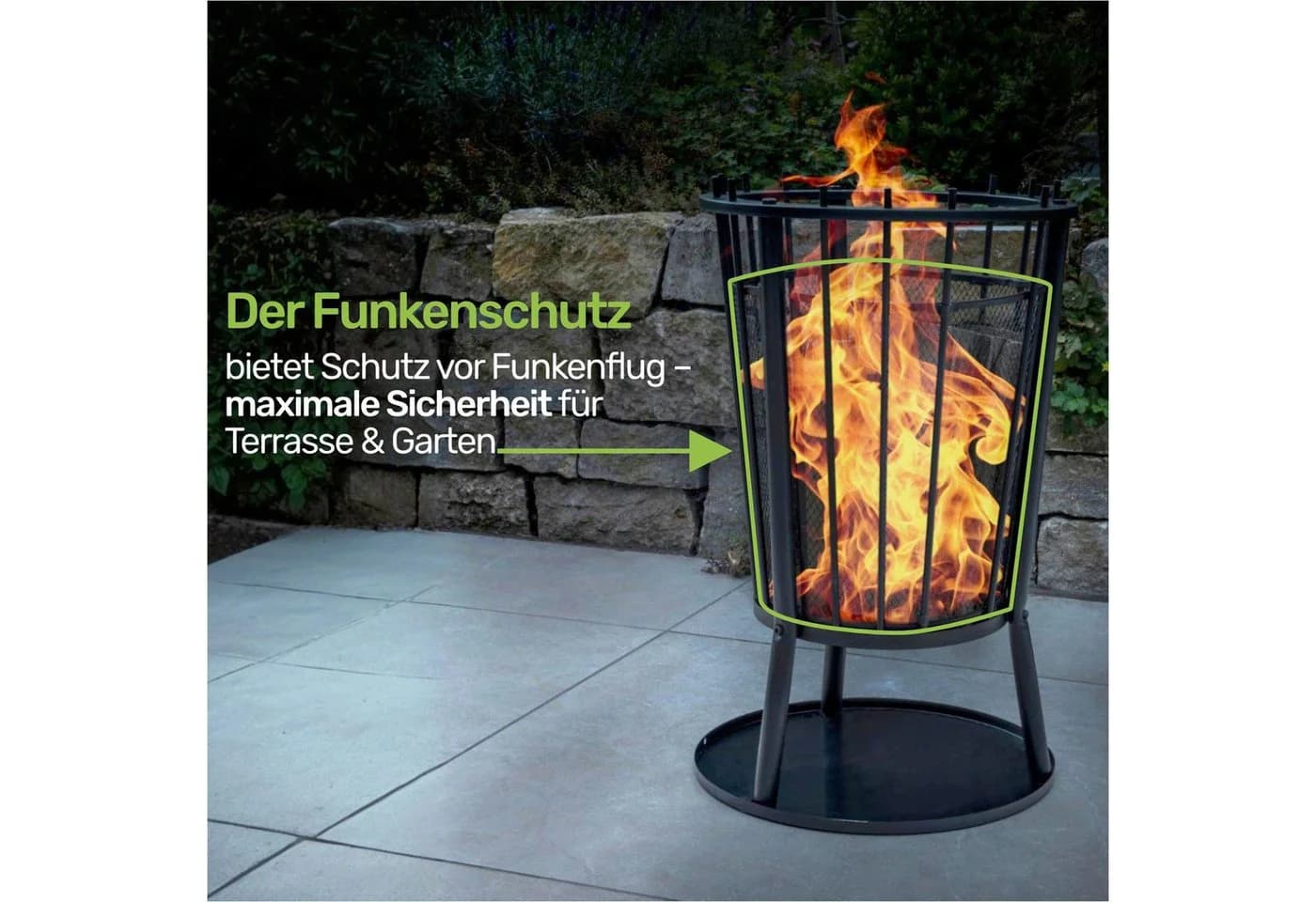 Gravidus Feuerkorb mit Funkenschutz und Bodenplatte Schwarz Ø40 cm - Bild 3