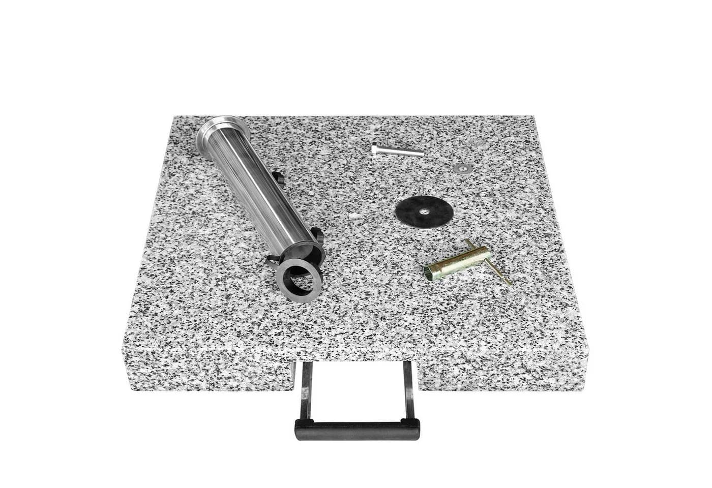 anndora Sonnenschirmständer Granit 55 kg mit Rollen Hellgrau