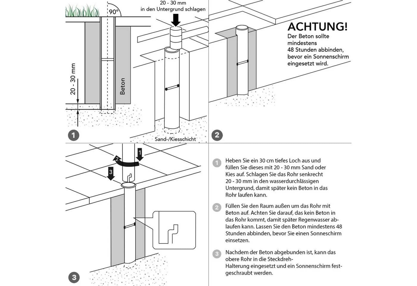 anndora Bodenhülse Sonnenschirm Edelstahl Bajonettverschluss - Bild 3