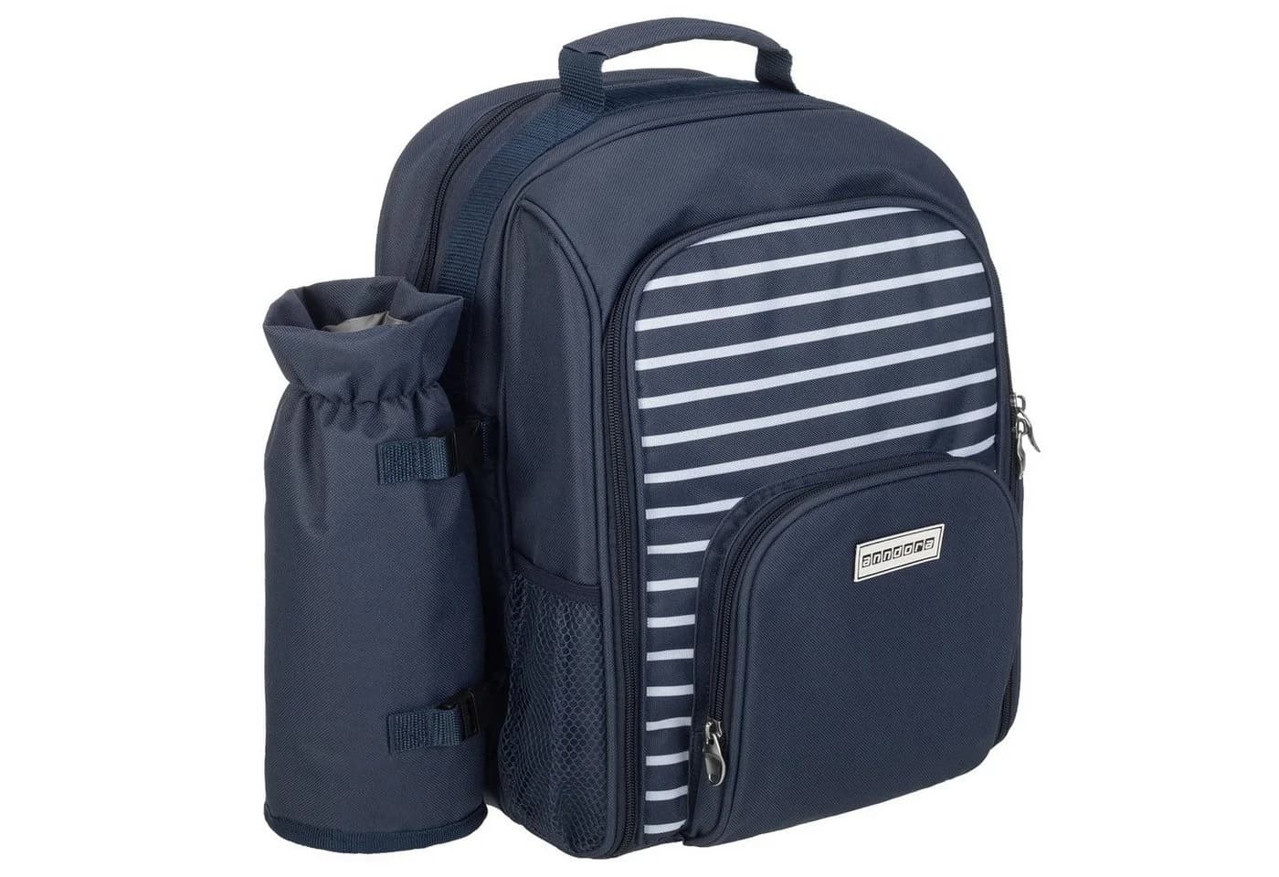 anndora Picknickkorb Picknickrucksack 15 teilig für 2 Personen mit isoliertem Hauptfach und Picknickdecke